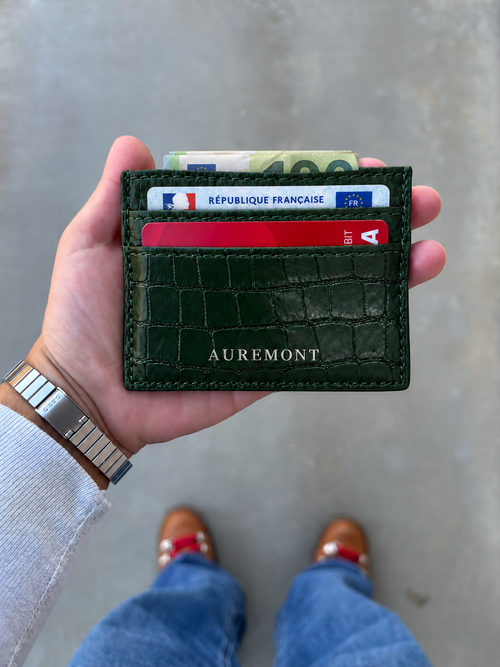 Croco Card Holder - Emerald