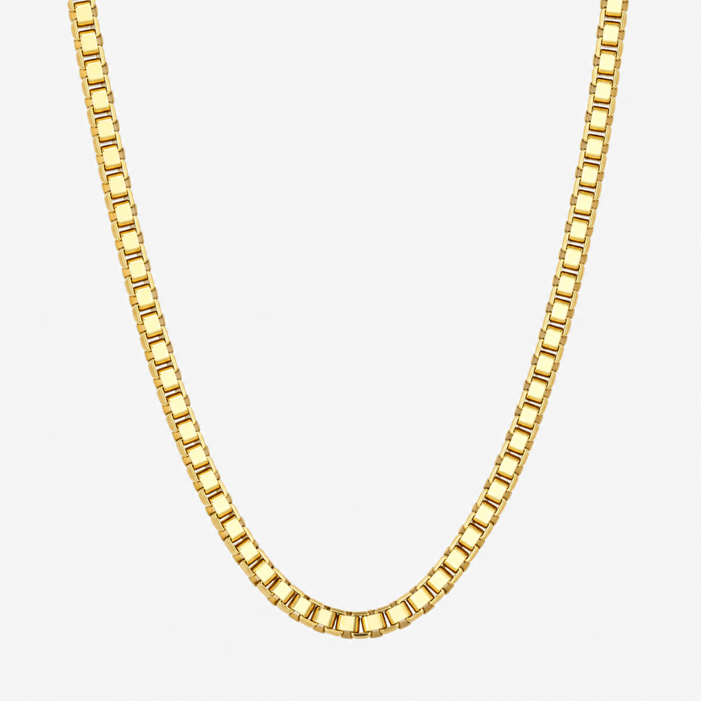 925 Sterling Silver Gold Square Link Chain