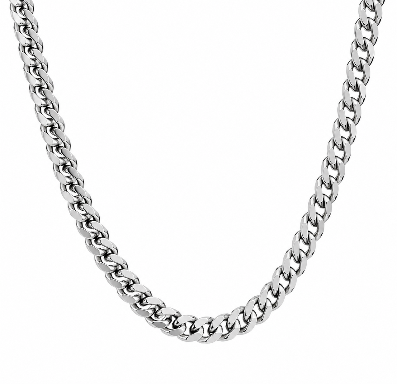 Silver Cuban Link Chain – 316L Stainless Steel