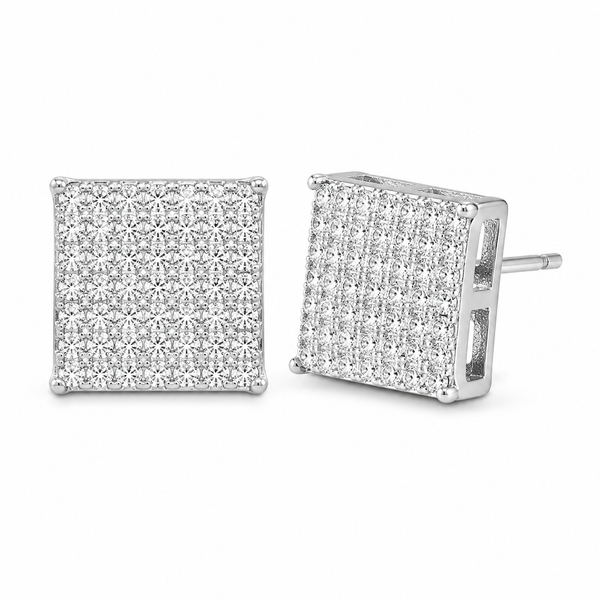 Square Pavé CZ Stud Earrings