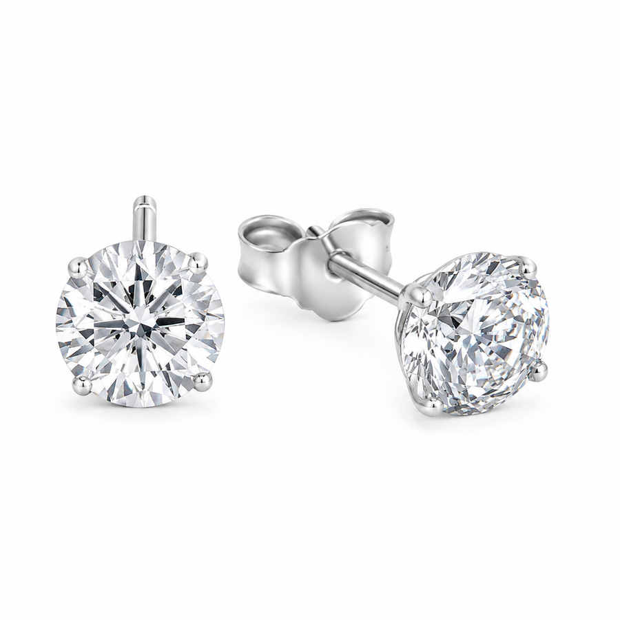 Classic Round Zircon Stud Earrings
