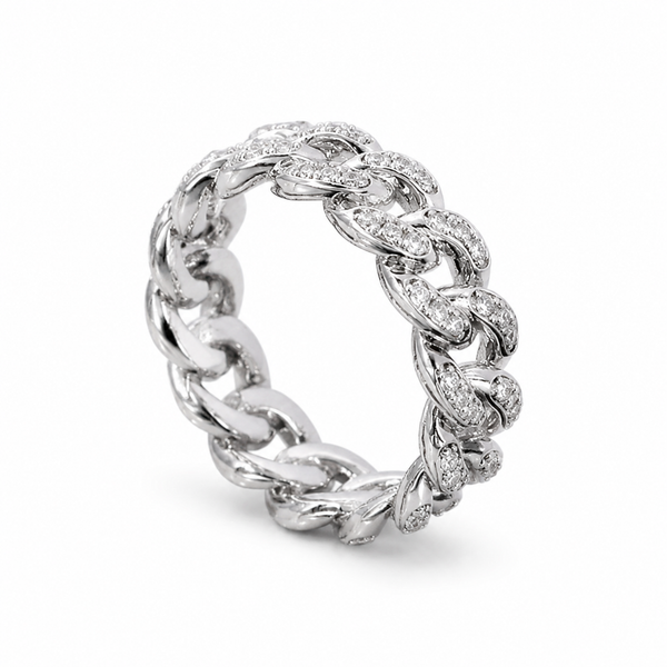 Iced Cuban Link Ring – Zilver