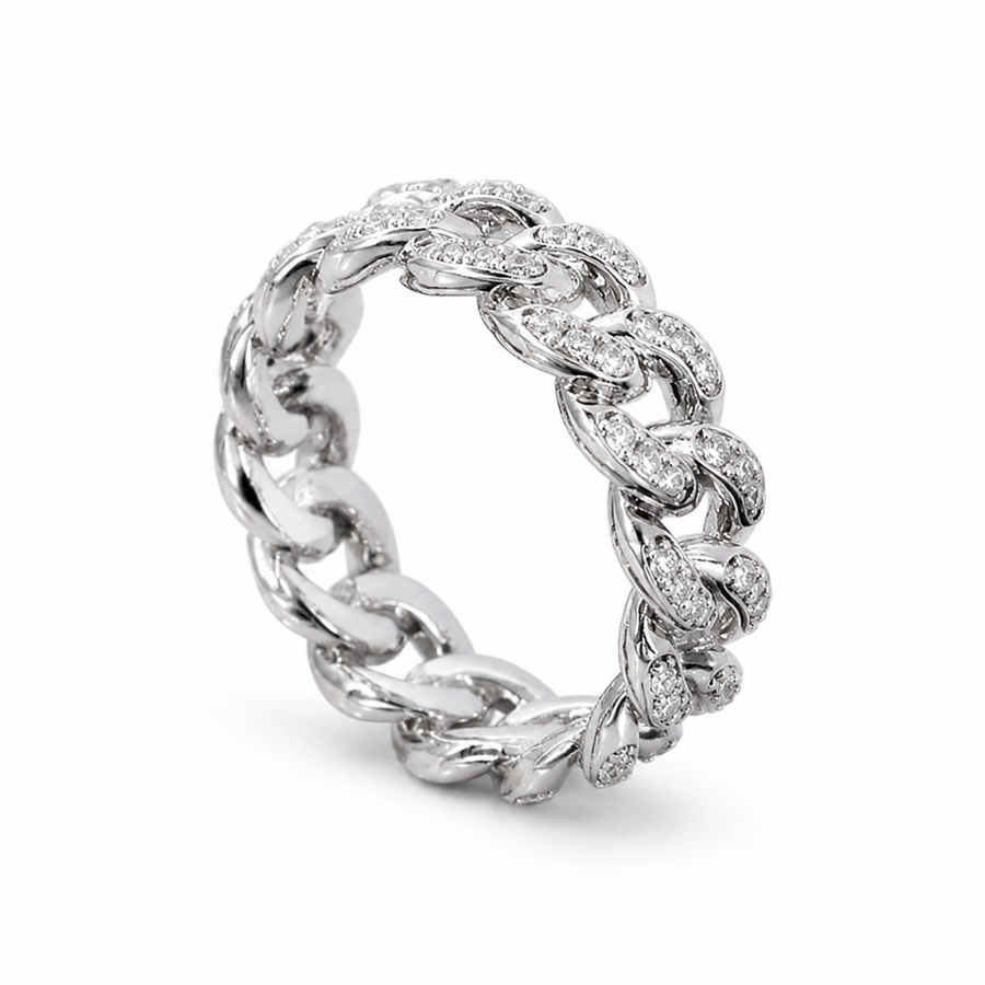 Iced Cuban Link Ring – Silver