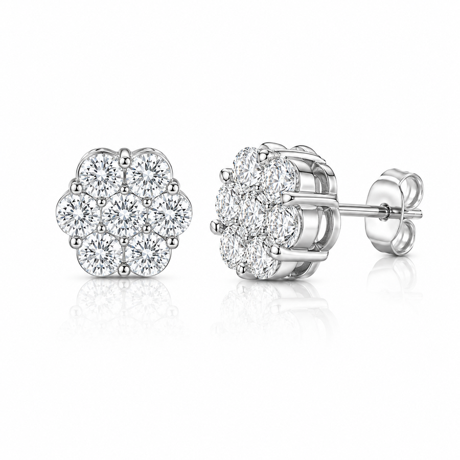 Moissanite bloem oorknoppen
