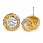 Round Moissanite Stud Earrings – Gold