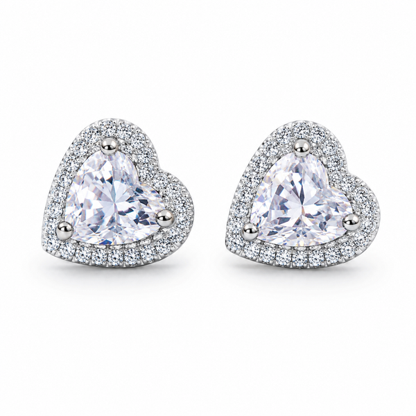 Heart Cubic Zirconia Stud Earrings