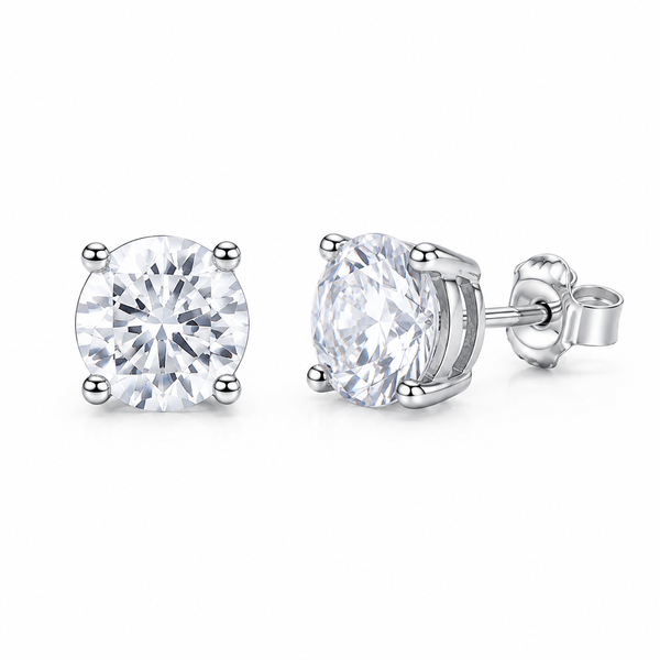 Round Moissanite Stud Earrings