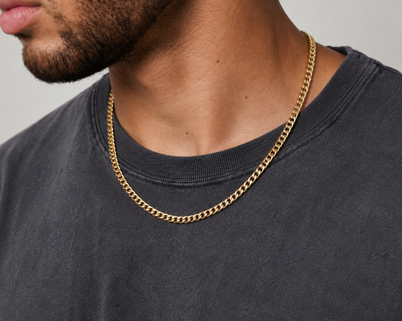 925 Sterling Silver Gold Square Link Chain