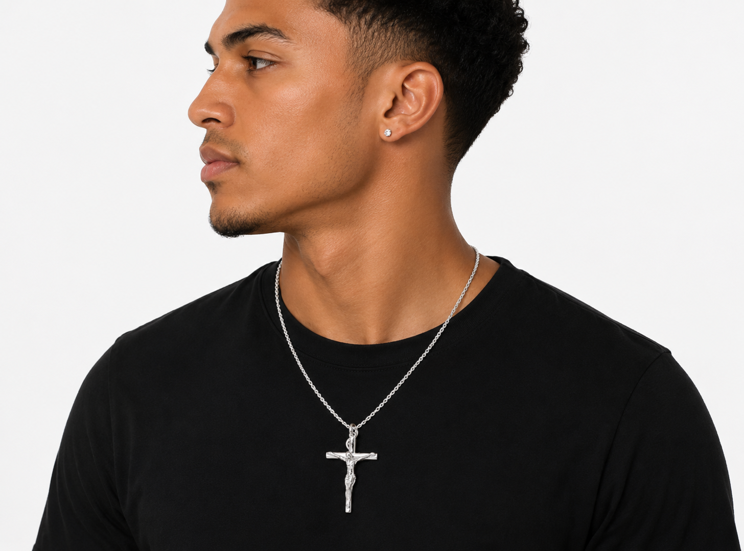 925 Sterling Silver Jesus Cross Pendant Necklace