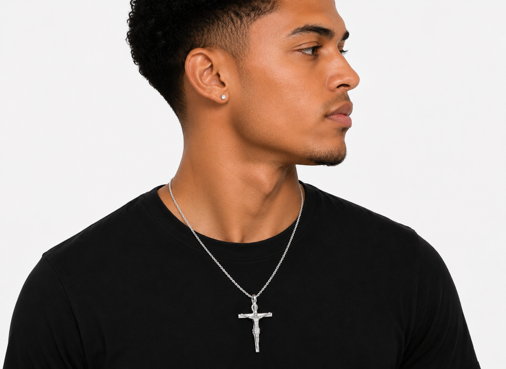 925 Sterling Silver Jesus Cross Pendant Necklace