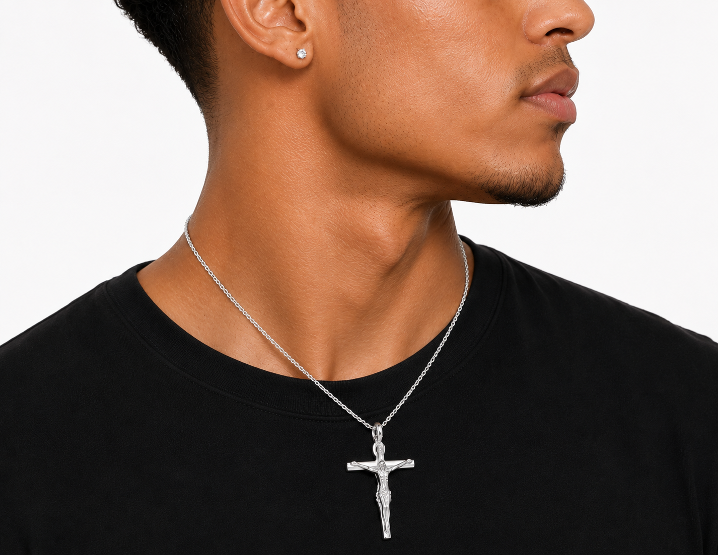 925 Sterling Silver Jesus Cross Pendant Necklace