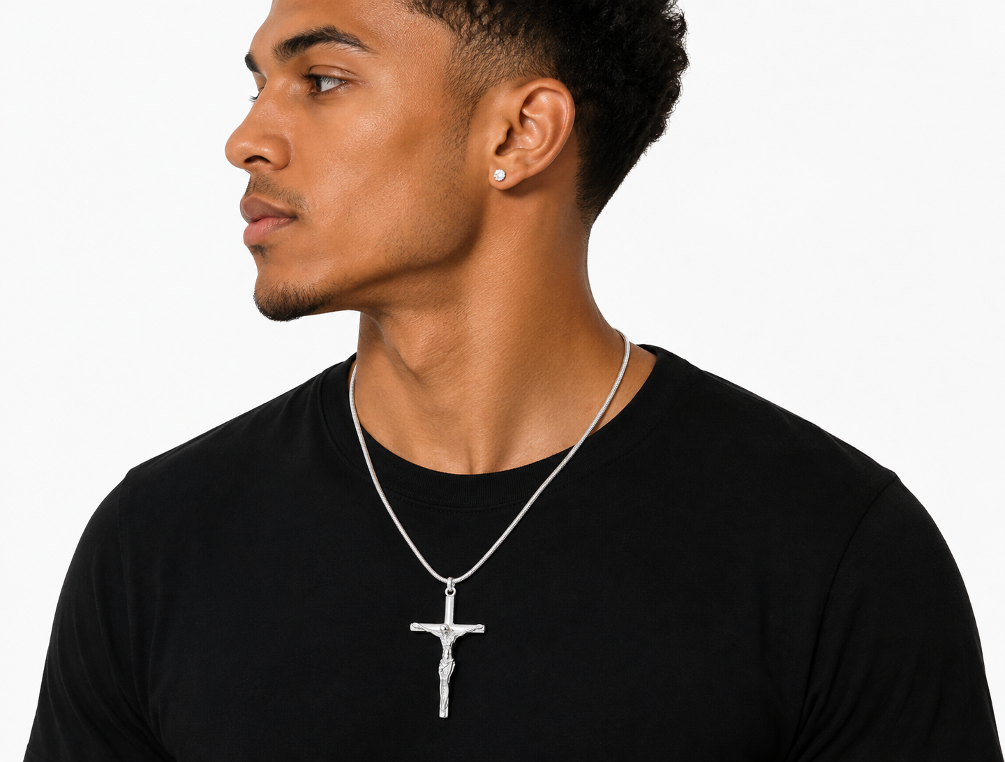 925 Sterling Silver Jesus Cross Pendant Necklace