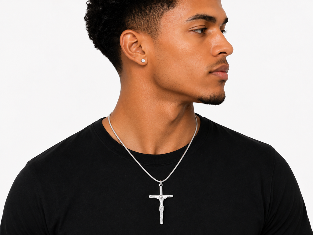 925 Sterling Silver Jesus Cross Pendant Necklace