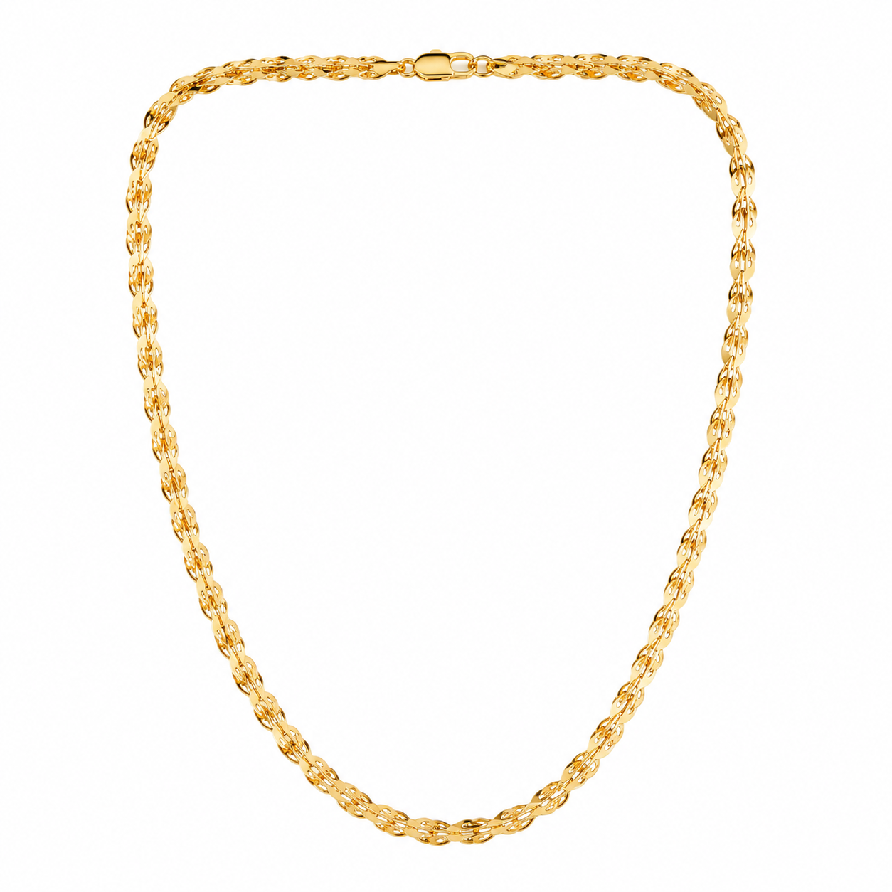 GANEMLY 316L Stainless Steel Metal Waterproof 18K Gold Plated Twist Necklace Women Fashion Neck Chain Collar Jewelry Bijoux
