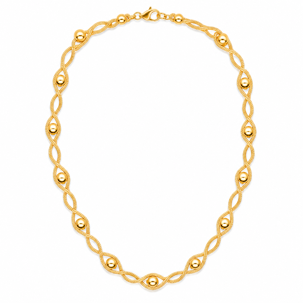 GANEMLY 316L Stainless Steel Metal Waterproof 18K Gold Plated Twist Necklace Women Fashion Neck Chain Collar Jewelry Bijoux