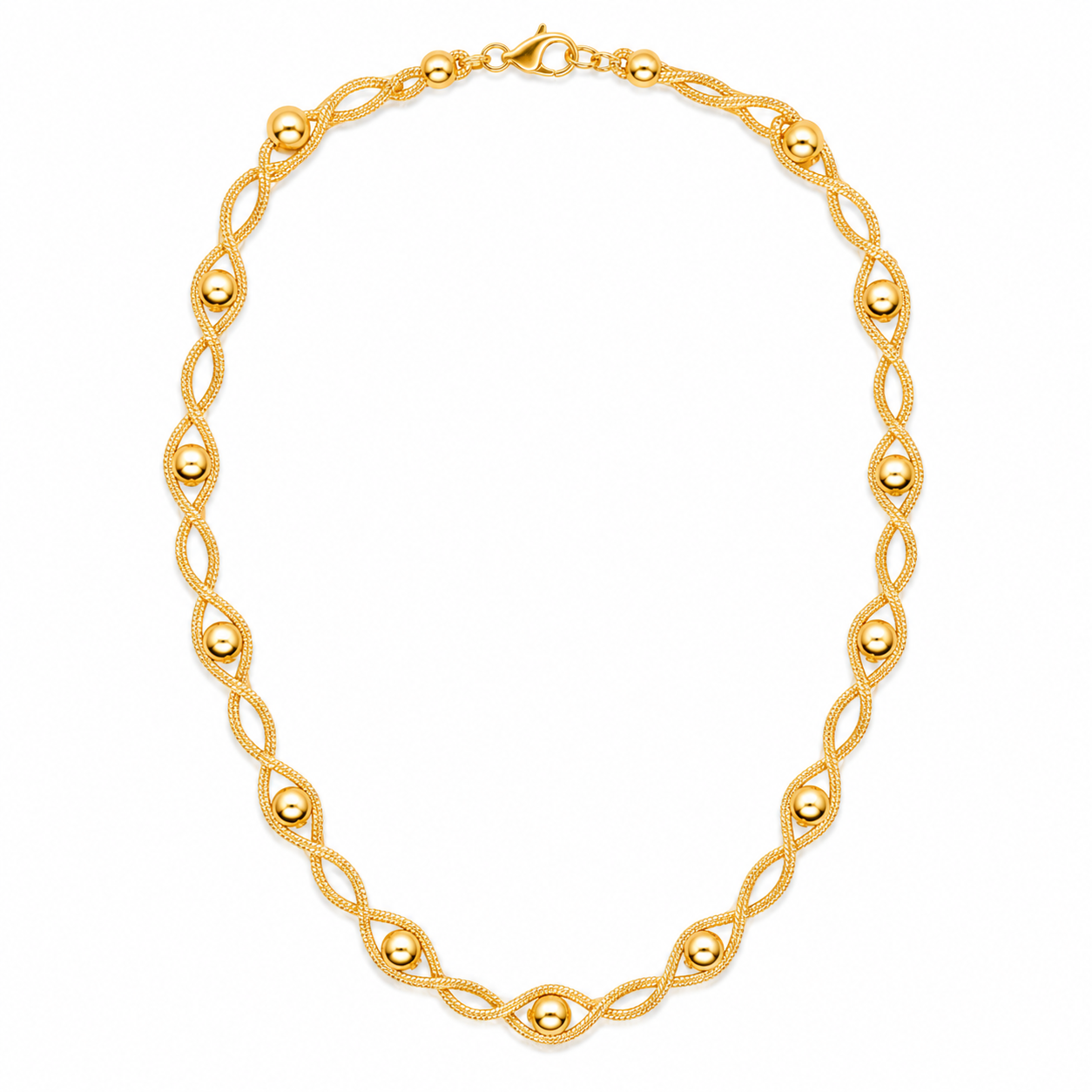 GANEMLY 316L Stainless Steel Metal Waterproof 18K Gold Plated Twist Necklace Women Fashion Neck Chain Collar Jewelry Bijoux
