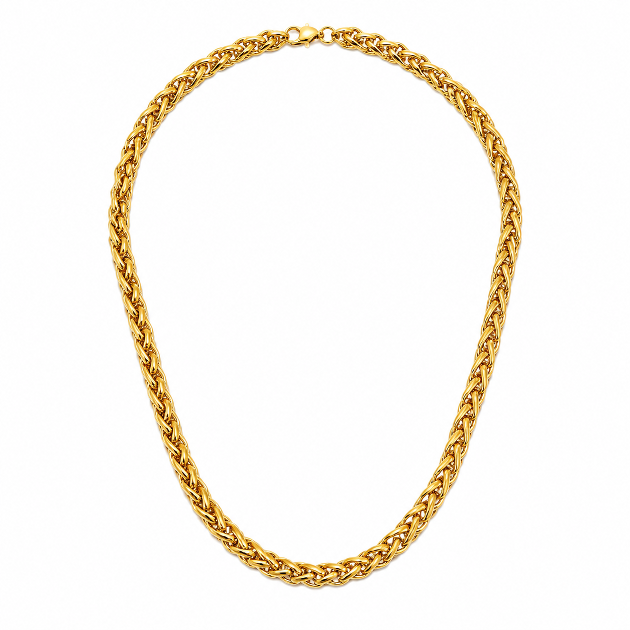 GANEMLY 316L Stainless Steel Metal Waterproof 18K Gold Plated Twist Necklace Women Fashion Neck Chain Collar Jewelry Bijoux