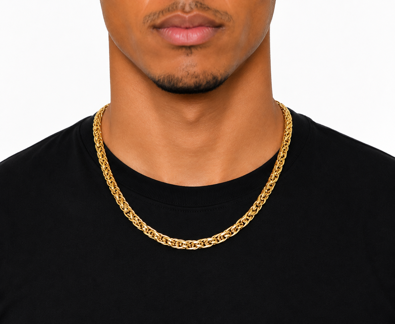 GANEMLY 316L Stainless Steel Metal Waterproof 18K Gold Plated Twist Necklace Women Fashion Neck Chain Collar Jewelry Bijoux