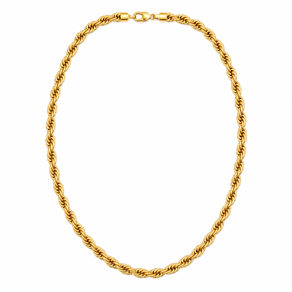 GANEMLY 316L Stainless Steel Metal Waterproof 18K Gold Plated Twist Necklace Women Fashion Neck Chain Collar Jewelry Bijoux