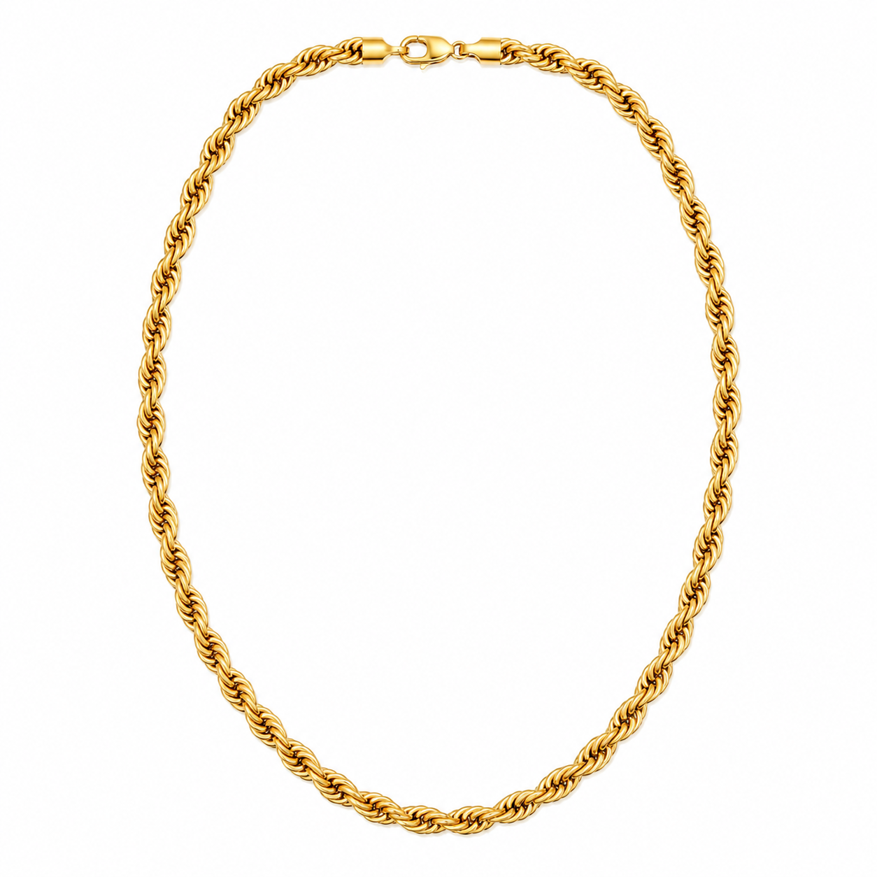 GANEMLY 316L Stainless Steel Metal Waterproof 18K Gold Plated Twist Necklace Women Fashion Neck Chain Collar Jewelry Bijoux