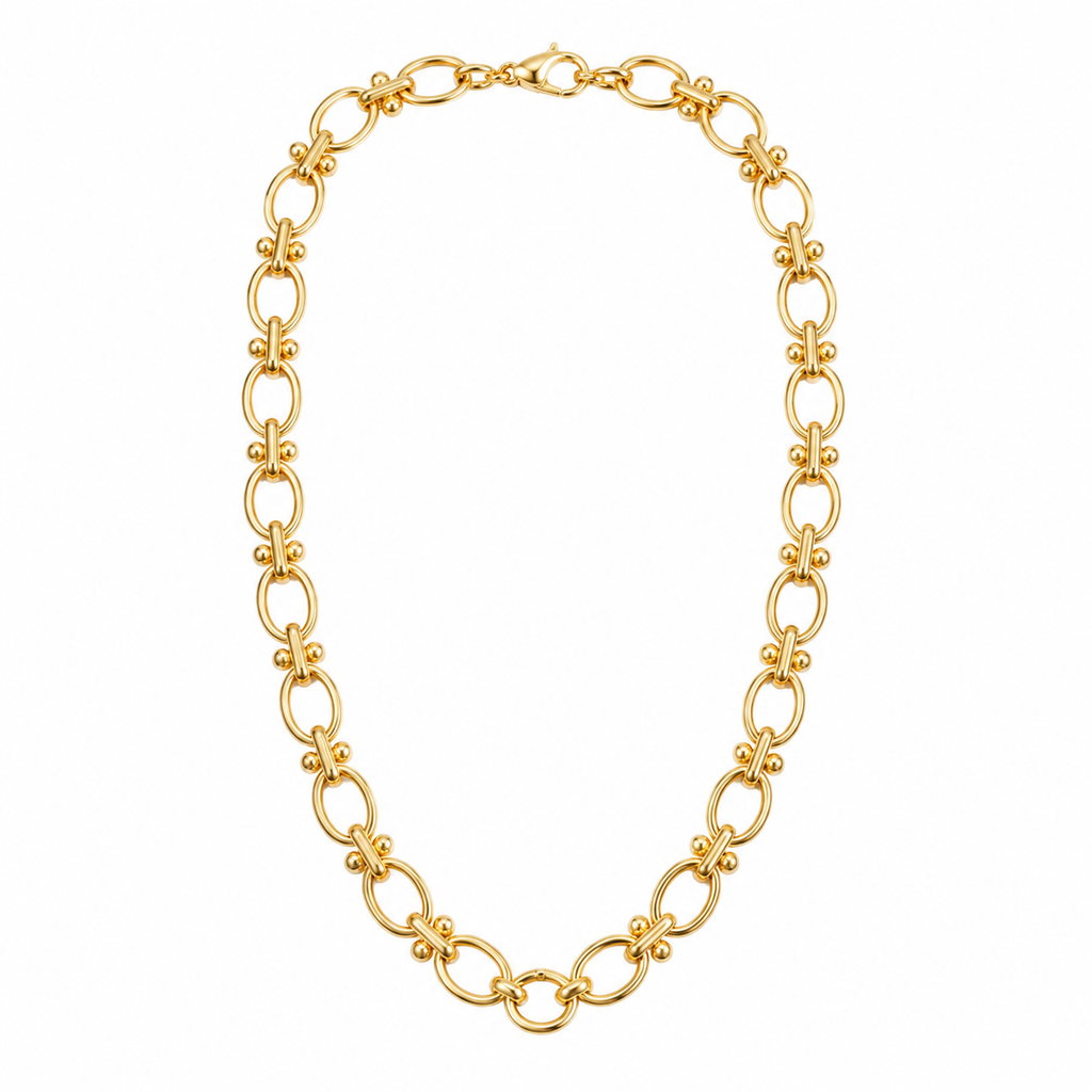 GANEMLY 316L Stainless Steel Metal Waterproof 18K Gold Plated Twist Necklace Women Fashion Neck Chain Collar Jewelry Bijoux
