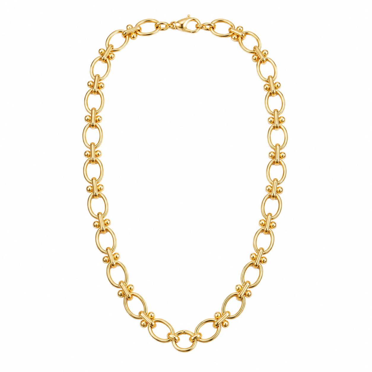 GANEMLY 316L Stainless Steel Metal Waterproof 18K Gold Plated Twist Necklace Women Fashion Neck Chain Collar Jewelry Bijoux