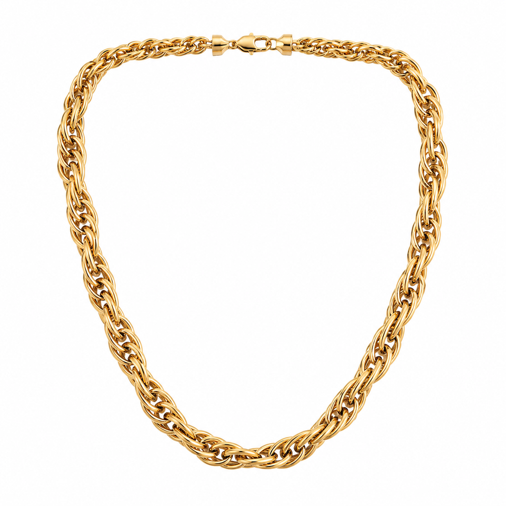 GANEMLY 316L Stainless Steel Metal Waterproof 18K Gold Plated Twist Necklace Women Fashion Neck Chain Collar Jewelry Bijoux