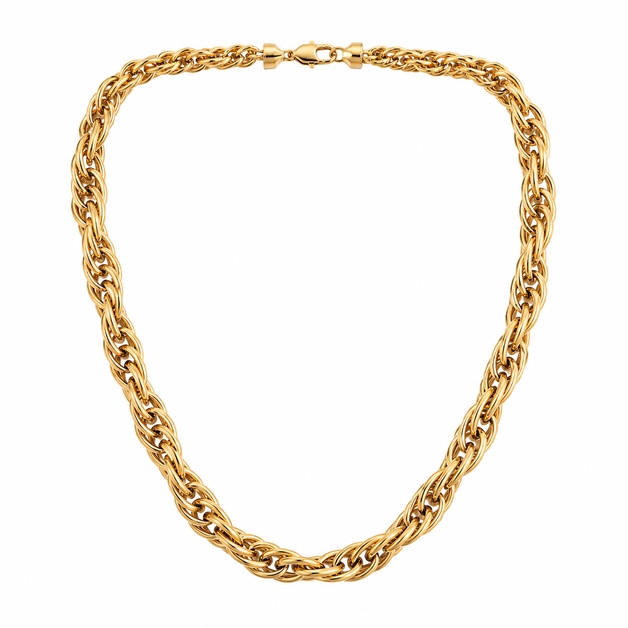 GANEMLY 316L Stainless Steel Metal Waterproof 18K Gold Plated Twist Necklace Women Fashion Neck Chain Collar Jewelry Bijoux