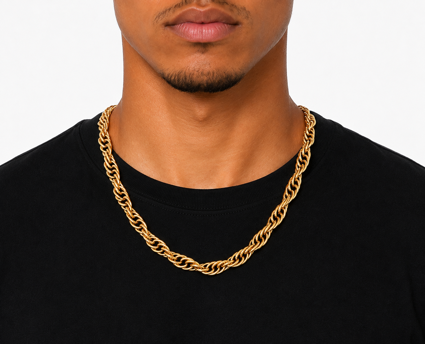GANEMLY 316L Stainless Steel Metal Waterproof 18K Gold Plated Twist Necklace Women Fashion Neck Chain Collar Jewelry Bijoux