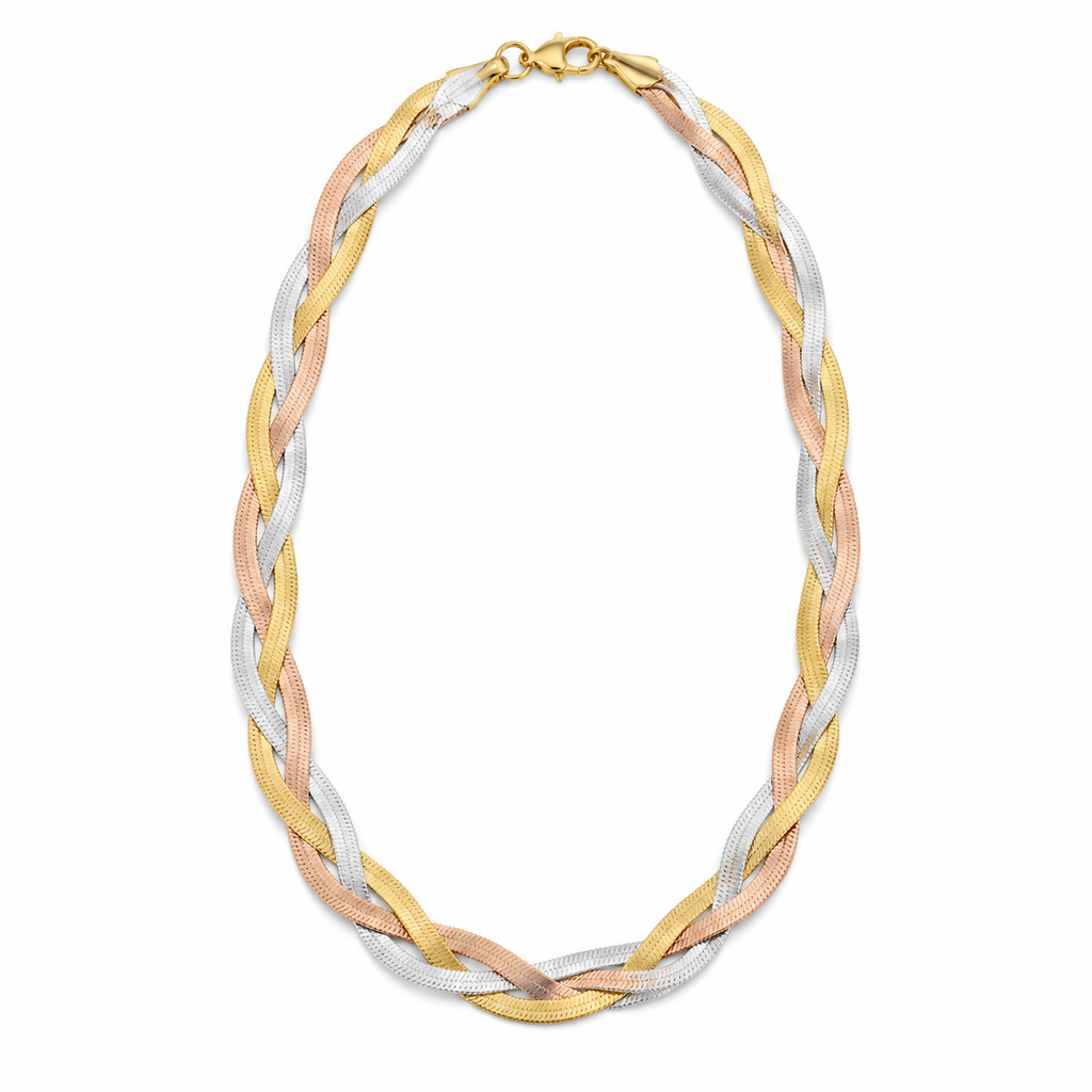 GANEMLY 316L Stainless Steel Metal Waterproof 18K Gold Plated Twist Necklace Women Fashion Neck Chain Collar Jewelry Bijoux