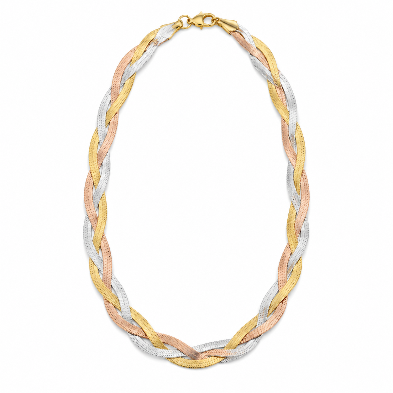 GANEMLY 316L Stainless Steel Metal Waterproof 18K Gold Plated Twist Necklace Women Fashion Neck Chain Collar Jewelry Bijoux