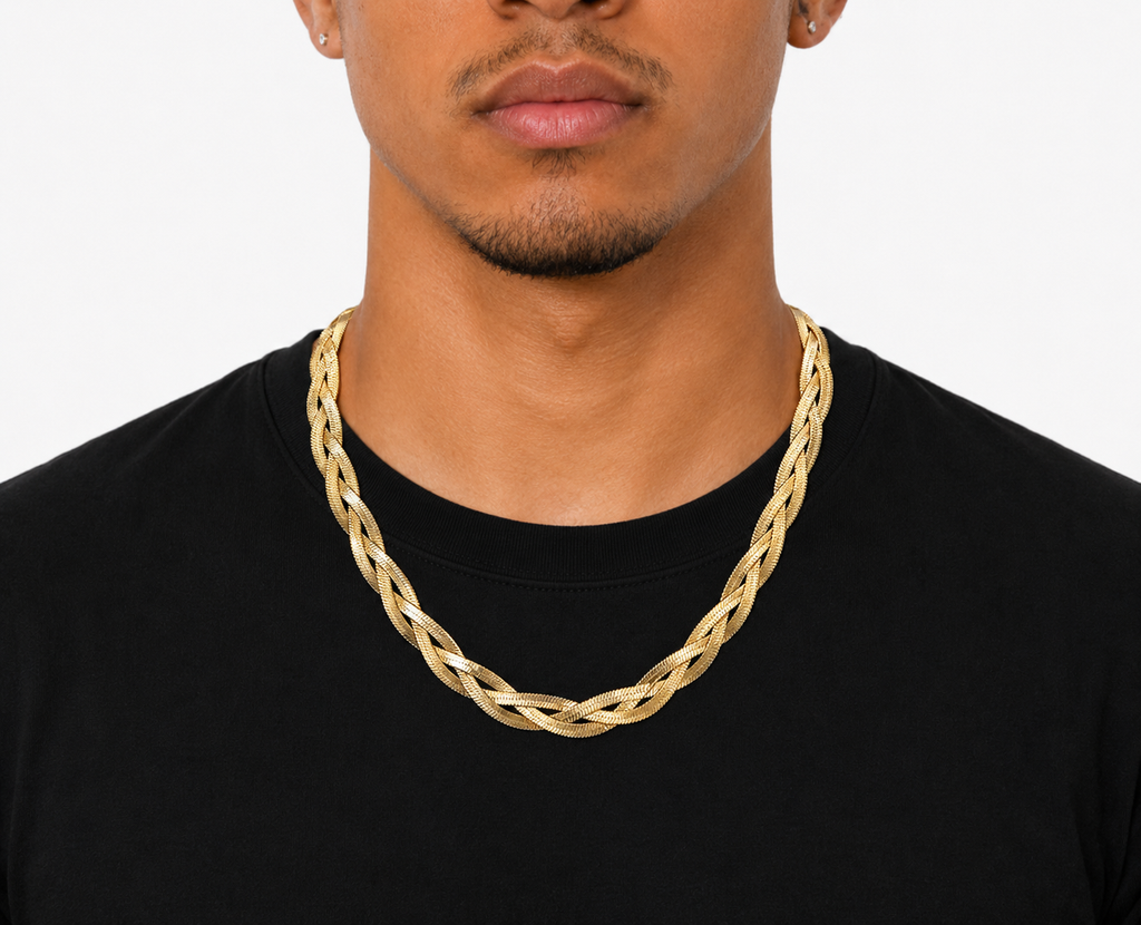 GANEMLY 316L Stainless Steel Metal Waterproof 18K Gold Plated Twist Necklace Women Fashion Neck Chain Collar Jewelry Bijoux