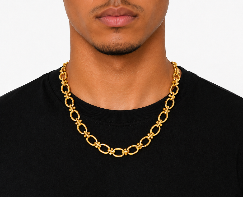 GANEMLY 316L Stainless Steel Metal Waterproof 18K Gold Plated Twist Necklace Women Fashion Neck Chain Collar Jewelry Bijoux