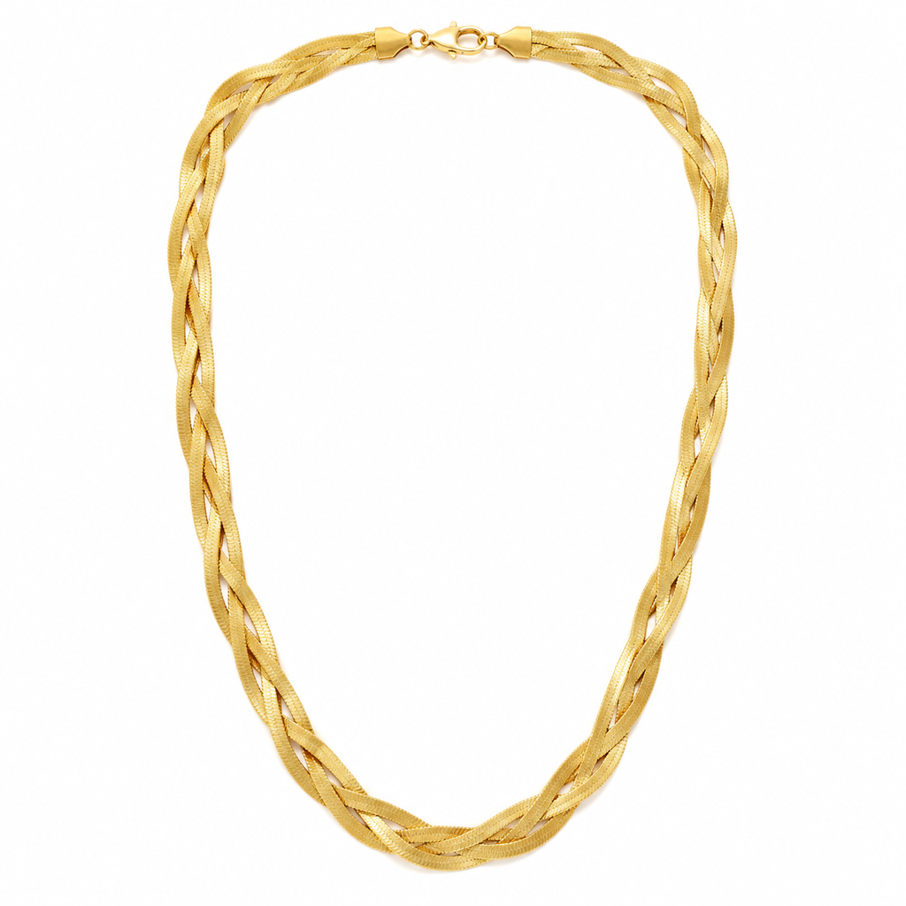 GANEMLY 316L Stainless Steel Metal Waterproof 18K Gold Plated Twist Necklace Women Fashion Neck Chain Collar Jewelry Bijoux