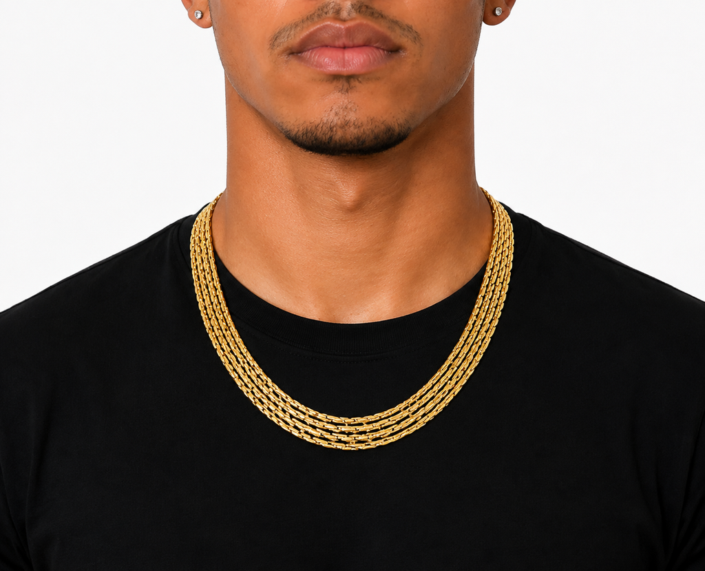 GANEMLY 316L Stainless Steel Metal Waterproof 18K Gold Plated Twist Necklace Women Fashion Neck Chain Collar Jewelry Bijoux