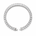 Silver Emerald-Cut Tennis Bracelet