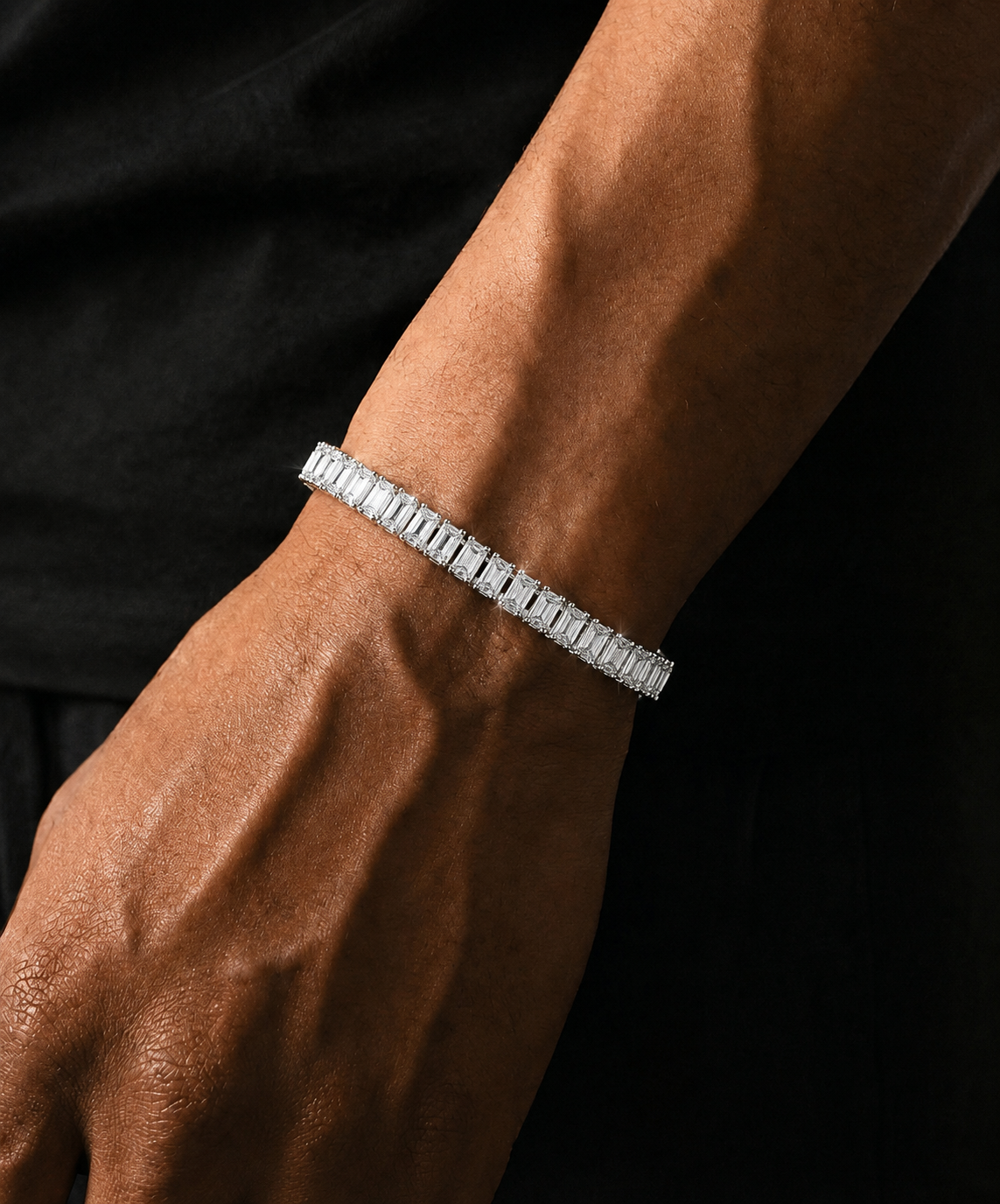 S925 Sterling Silver Emerald-Cut Tennis Bracelet – 6mm