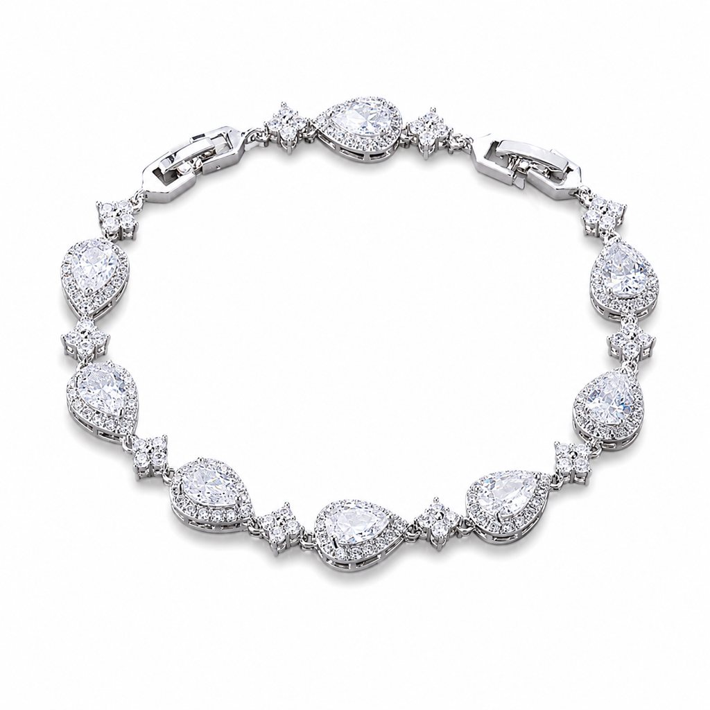 Diamond Drop Bracelet – Pear-Cut Cubic Zirconia