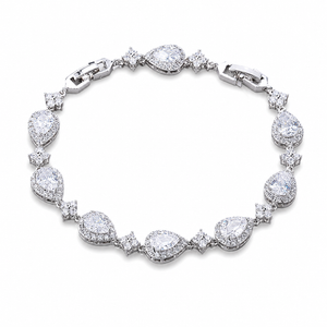 Diamond Tear Drop Bracelet - Silver