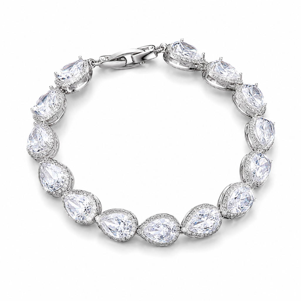 Diamond Drop Bracelet – Pear-Cut Cubic Zirconia