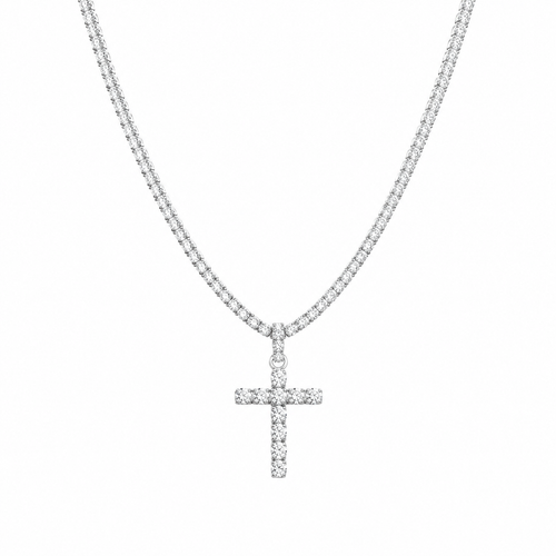 Iced Cross & Ankh Necklace