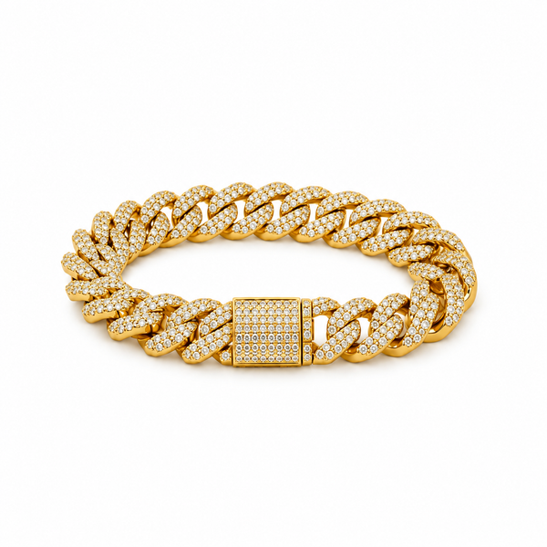 Iced Gouden Cubaanse Schakelarmband