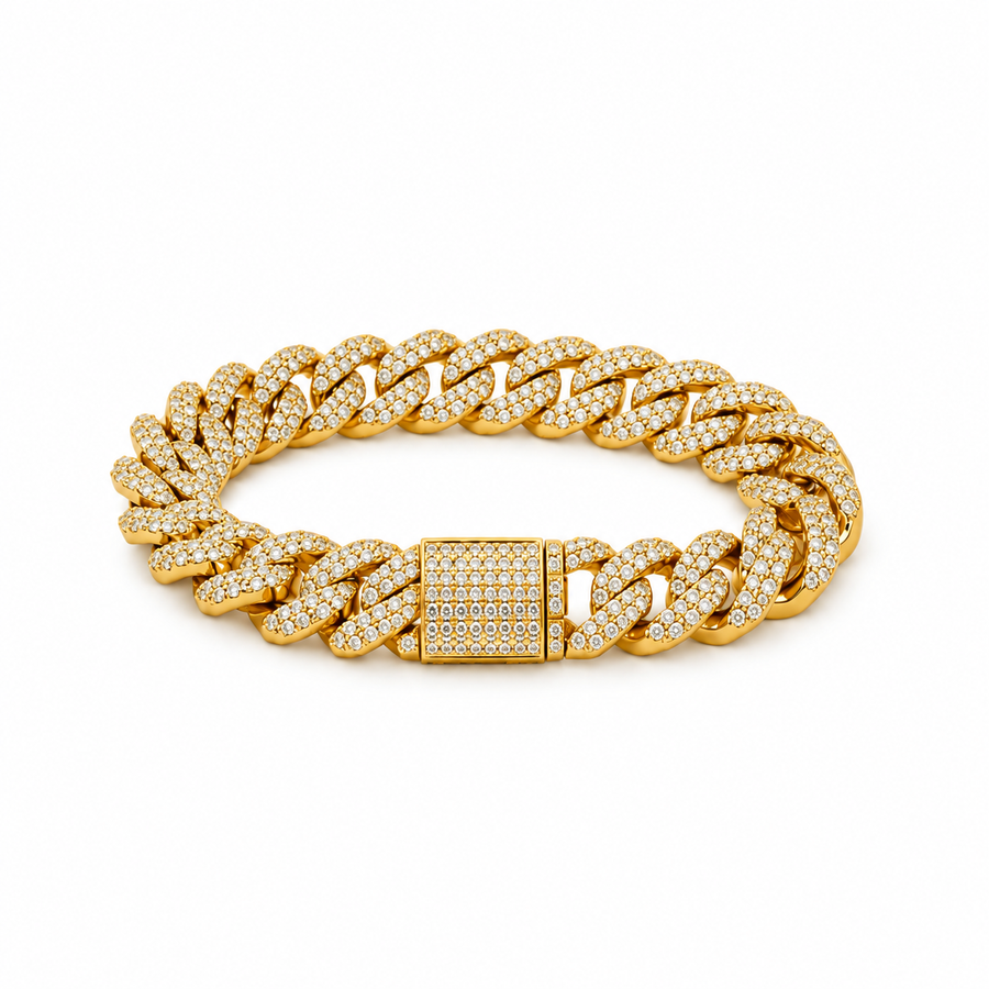 Iced Gouden Cubaanse Schakelarmband