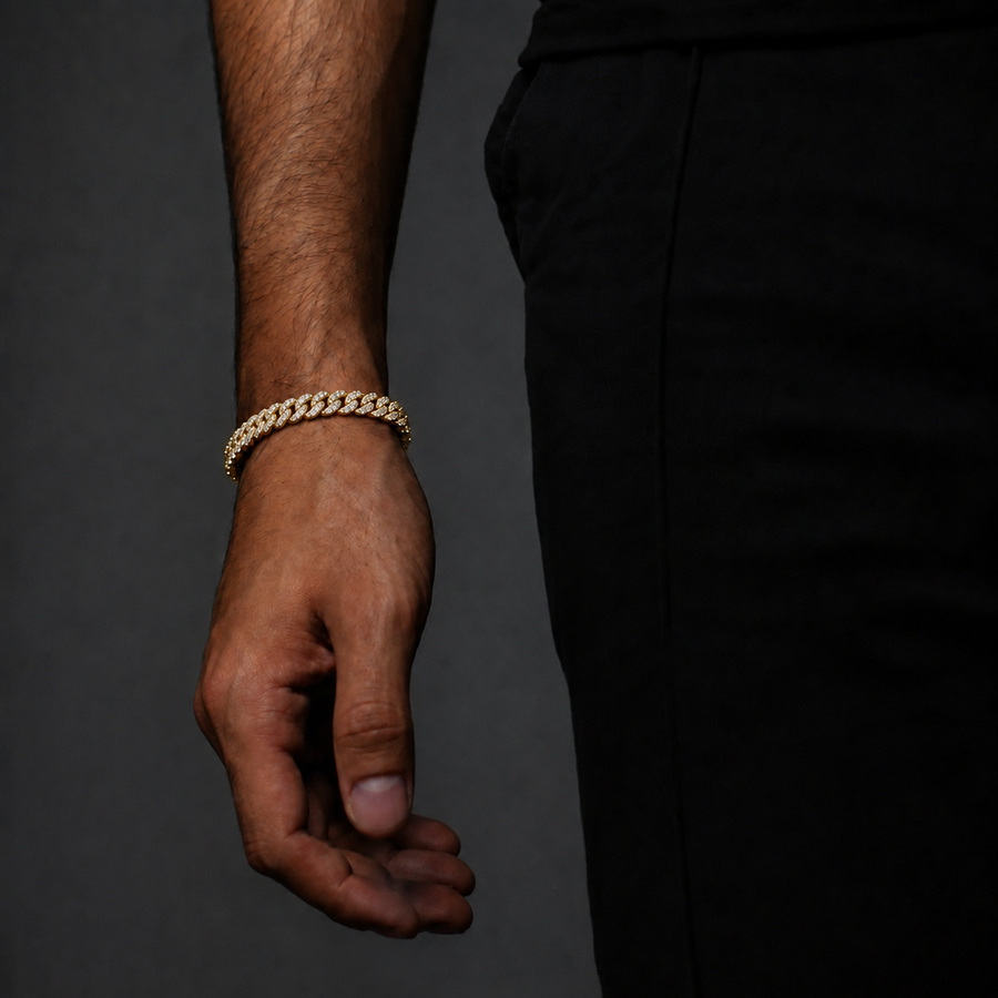 Iced Gouden Cubaanse Schakelarmband