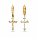 Cross Pendant Hoop Earrings – Gold