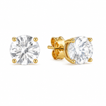 Round Moissanite Stud Earrings – Gold