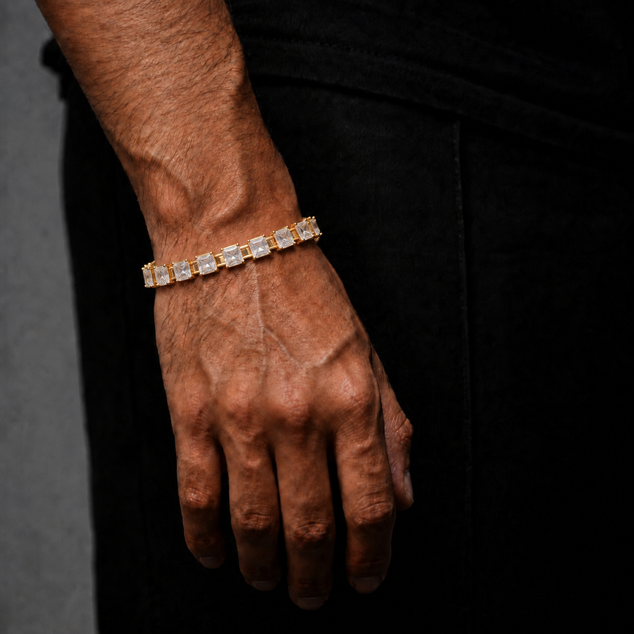 Geometrische Tennisarmband met Zirkonia - Goud