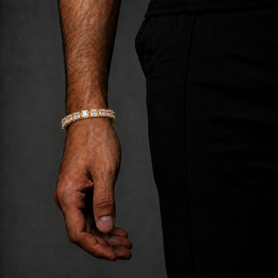 Geometrische Tennisarmband met Zirkonia - Goud