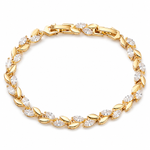 Gouden Armband met Iced Marquise Bladeren
