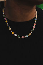 Rainbow Iced Necklace Full Spectrum - Gold